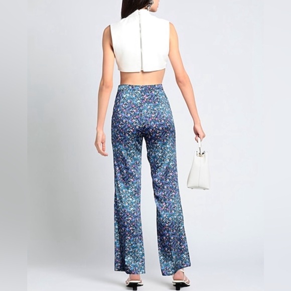 Sandro Donelo Satin Floral Print Flare Pants NWT - Picture 3 of 12